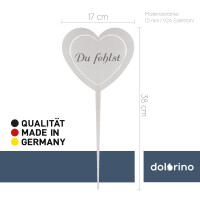 DOLORINO Grabstecker Edelstahl Herz Du fehlst