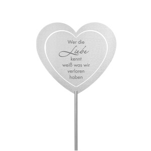 Grabstecker Edelstahl Herz  Wer die Liebe kennt