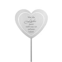 Grabstecker Edelstahl Herz  Wer die Liebe kennt
