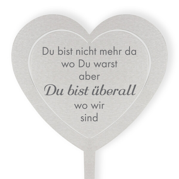 DOLORINO Grabstecker: Edelstahl Herz  Du bist nicht mehr da