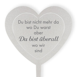 DOLORINO Grabstecker: Edelstahl Herz  Du bist nicht mehr da
