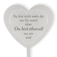 DOLORINO Grabstecker: Edelstahl Herz  Du bist nicht mehr da