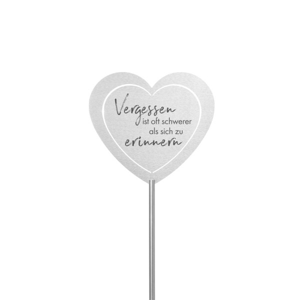 Grabstecker Edelstahl Herz Vergessen ist oft schwerer