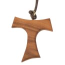 Tao-Kreuz am Band; aus Olivenholz; ca. 3 x 3 cm