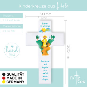 Kinderkreuz - Schutzengel begleite mich 20cm weiß
